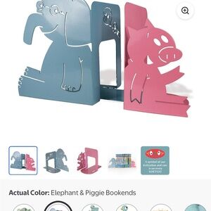 Elephant & Piggie Bookends - Blue and Pink